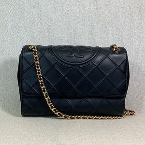 Tory Burch Soft Fleming Black Convertible Shoulder Bag
